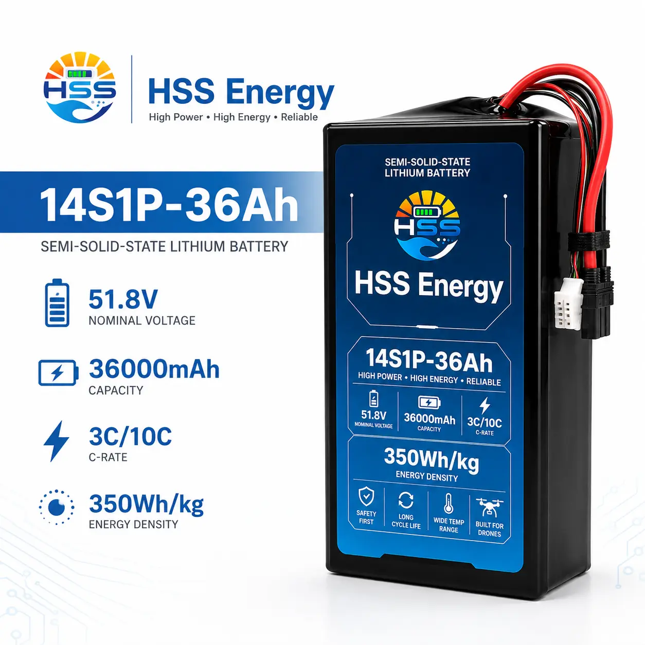 14S 36000mAh UAV-batteri
