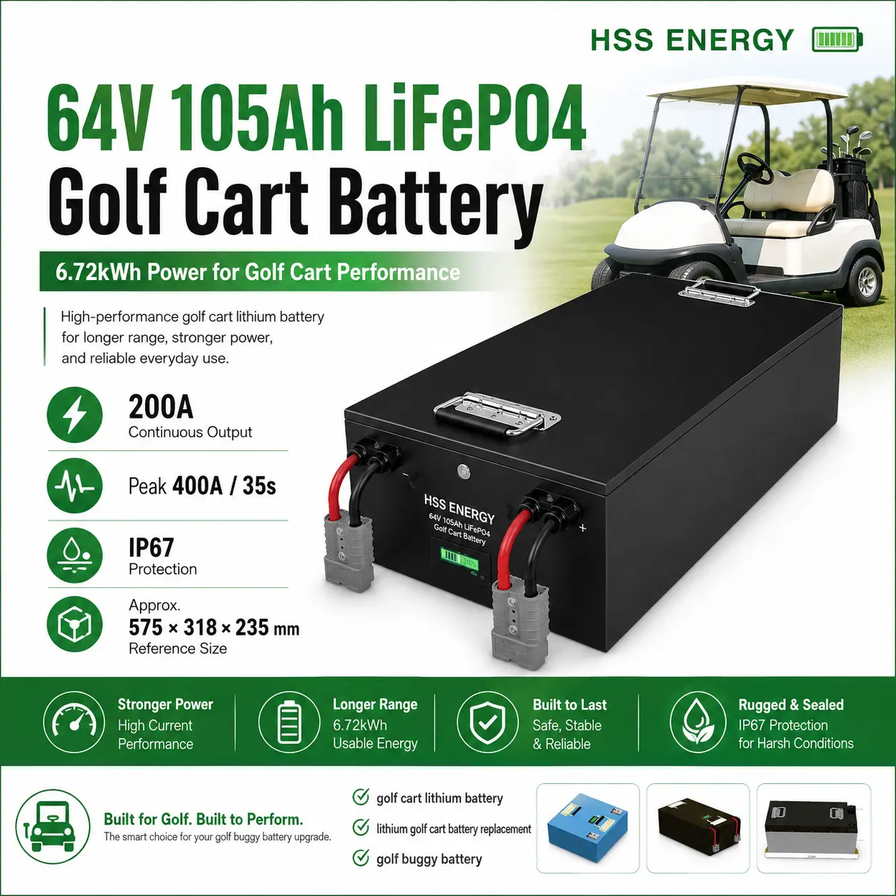 60V 105Ah Golfvogn Lithium-batteri
