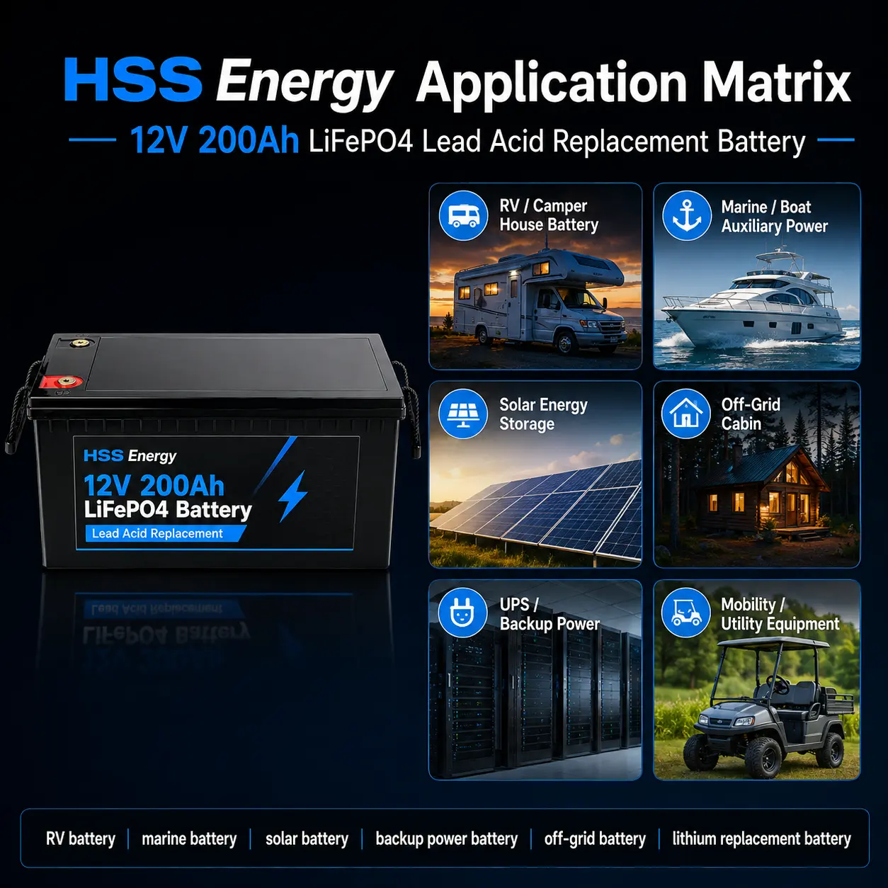 12V 200Ah LiFePO4 Battery