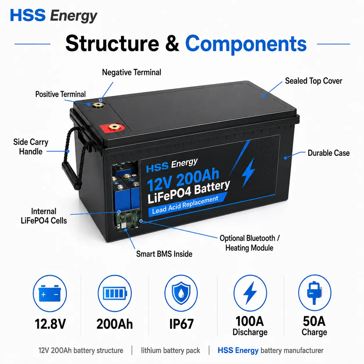 12V 200Ah LiFePO4 Battery