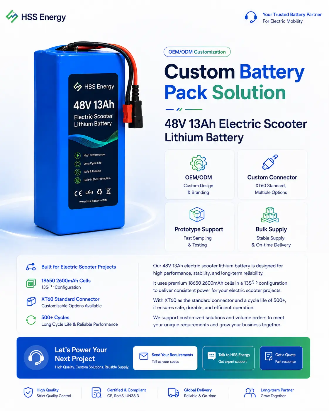 48V 13Ah Electric Scooter Lithium Battery